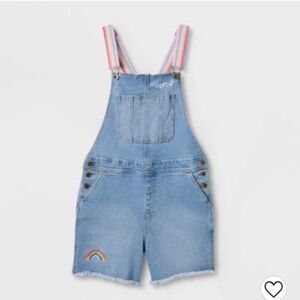 Pride Adult Rainbow Shortalls Overalls Light Wash NWT Sz M